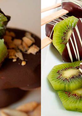 Cómo se hacen los lollipops de kiwi con chocolate