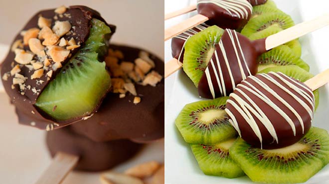 Cómo se hacen los lollipops de kiwi con chocolate